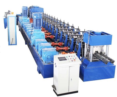 खरीदें 7.5KW हाईवे गार्डरिल रोल फोर्मिंग मशीन Q235 मेटल रोल फोर्मर online manufacture